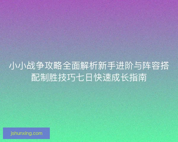 小小战争攻略全面解析新手进阶与阵容搭配制胜技巧七日快速成长指南